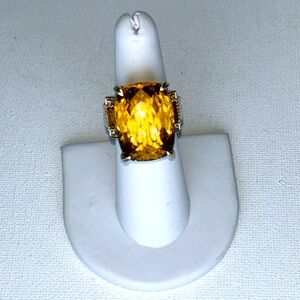Gems en Vogue Genuine Madeira Citrine Gemstone Sterling 18K Accent Designer Ring